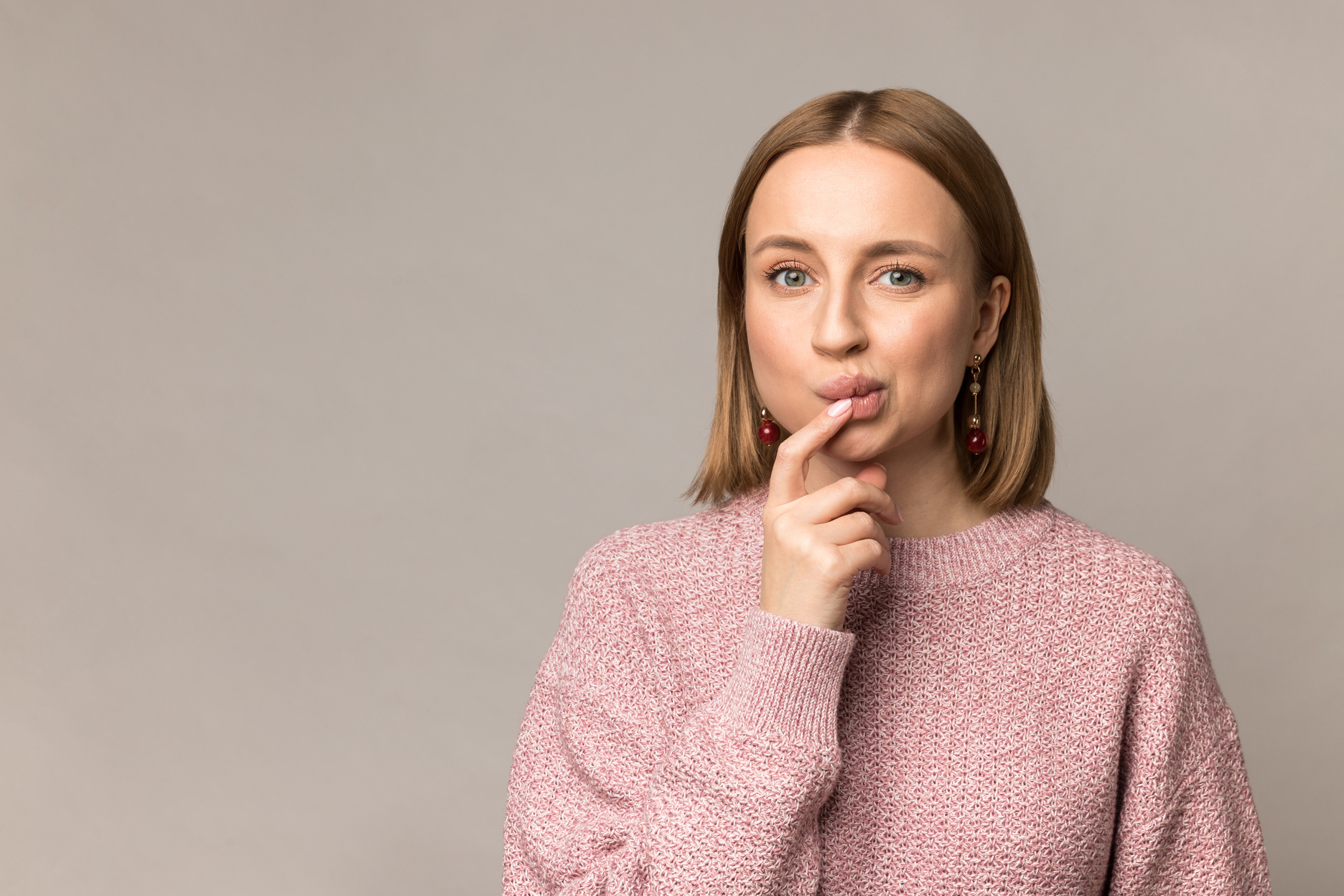 Portrait of Nervous Young Woman